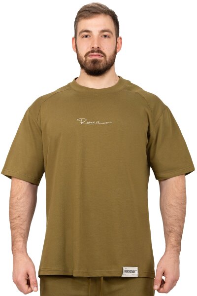 Reichstadt Herren Oversized Kurzes Hemd 22RS033 Khaki 5XL