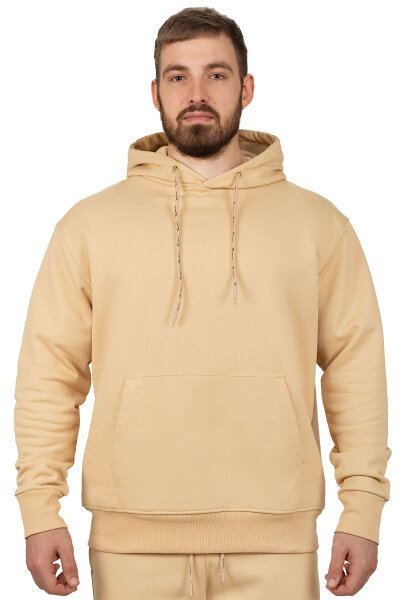 Reichstadt Herren Regular Fit Sport Hoodie Marken-Stick S-23RS034 Beige XS
