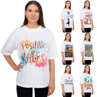 Oversized T-Shirt Damen Logoschriftzug 24RSW057