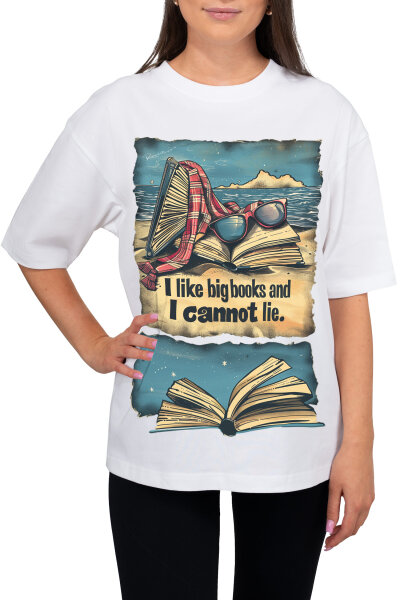 Reichstadt Damen Oversized Kurzarmshirt 24RSW057 Beachside Booklover L