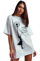 Damen Oversized Print T-Shirt 24RSW057 Positive Dreamer M