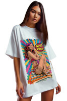 Damen Oversized Print T-Shirt 24RSW057 Retro Vibes XL