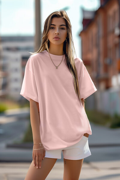 Oversized T-Shirt  Logoschriftzug 24RSW058 Pink XXL