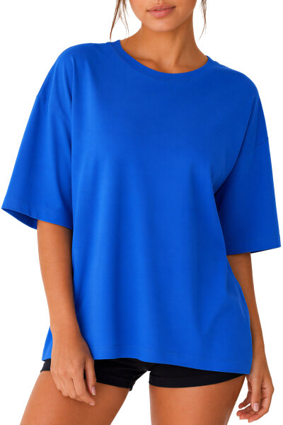 Reichstadt Damen Oversized Kurzarmshirt 24RSW058 Blue XL