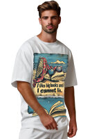 Reichstadt Herren Oversized Print T-Shirt 24RS057 Beachside Booklover L