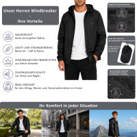 Reichstadt Herren Relaxed Fit &Uuml;bergangsjacke Windbreaker  24RS053 Black XS