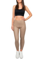 Skinny Fit Hose Damen High Waist 25RSW066 Taupe L/XL