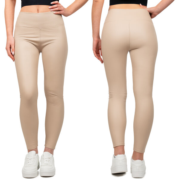 Skinny Fit Hose Damen High Waist 25RSW066 Beige L/XL