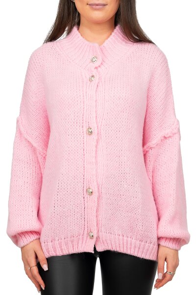 Damen Strickjacke 25RSW068 mit Knöpfen Pink One Size
