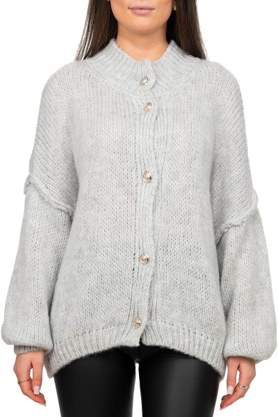 Damen Strickjacke 25RSW068 mit Knöpfen Light Grey One Size