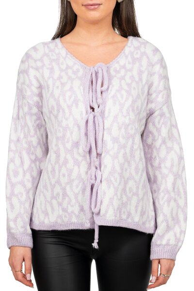 Damen Strickjacke 25RSW069 mit Schleifen Purple One Size