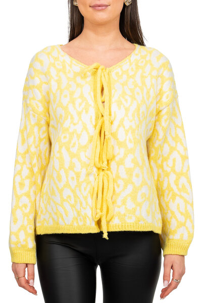Damen Strickjacke 25RSW069 mit Schleifen Yellow One Size