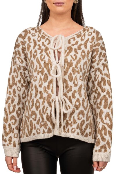 Damen Strickjacke 25RSW069 mit Schleifen Camel One Size