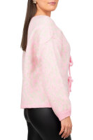 Damen Strickjacke 25RSW069 mit Schleifen Baby Rosa One Size