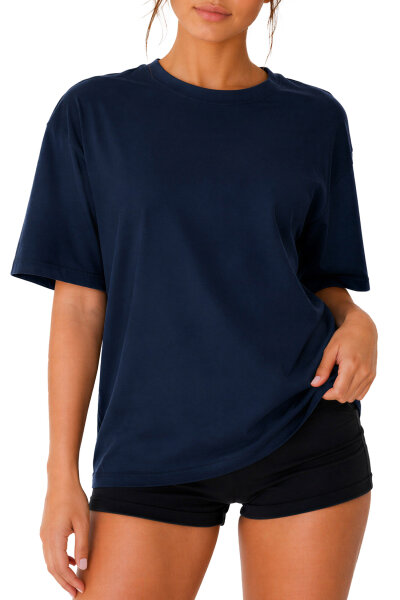 Reichstadt Damen Regular Fit Kurzarmshirt Shoulder Drop 25RSW071 Dark Blue XL