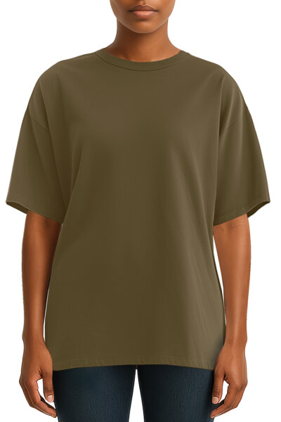 Regular Fit T-Shirt Damen Shoulder Drop25RSW071 Khaki XL