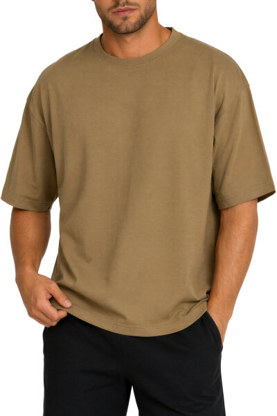 Reichstadt Herren Regular Fit Kurzarmshirt Shoulder Drop 25RS071 Khaki S
