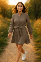 Reichstadt Damen Musselin Sommerkleid 25RSW075 Taupe One Size