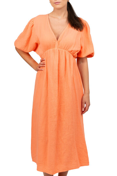 Damen Musselin Sommerkleid 25RSW077 Orange One Size