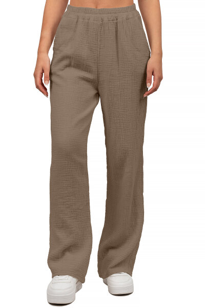 Damen Musselin Hose 25RSW082 Taupe One Size