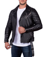 Reichstadt Herren Slim Fit Kunstleder Jacke Silver Zipper RS001X PU