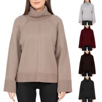 Relaxed Fit Rollkragenpullover Damen Rippabschlüsse...