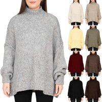 Relaxed Fit Strickpullover Damen Rippabschlüsse...