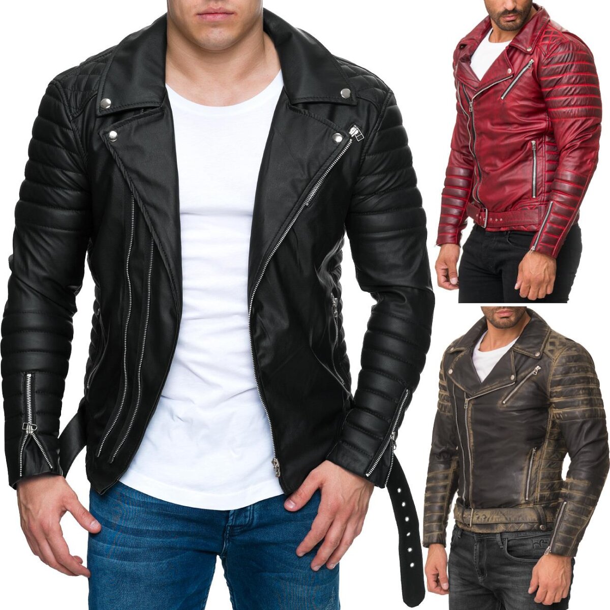 Verwunderlich Echtleder Jacke Herren Bilder