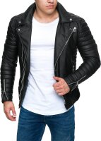 Slim Fit Kunstleder Jacke Herren Silver ZipperRS001PU Black XL
