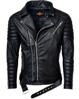 Slim Fit Kunstleder Jacke Herren Silver ZipperRS001PU Black XL