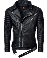Reichstadt Herren Kunstlederjacke RS001 PU black - silver zipper XXL