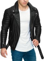 Reichstadt Herren Slim Fit Kunstleder Jacke Silver Zipper RS001PU Black XXXL