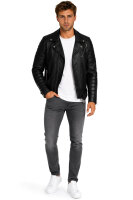 Reichstadt Herren Slim Fit Bikerjacke Silver Zipper  RS001LUX Black XS