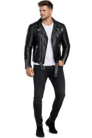 Reichstadt Herren Slim Fit Bikerjacke Silver Zipper  RS001LUX Black L