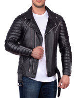 Reichstadt Herren Jacke -- RS001LUX  black gen. leather - silver zipper XXL