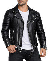 Reichstadt Herren Slim Fit Bikerjacke Silver Zipper  RS001LUX Black XXXL