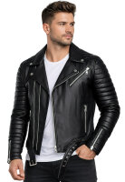 Reichstadt Herren Slim Fit Bikerjacke Silver Zipper  RS001LUX Black XXXL