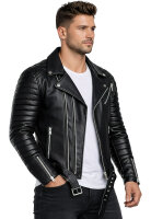 Reichstadt Herren Slim Fit Bikerjacke Silver Zipper  RS001LUX Black XXXL