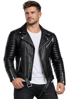 Reichstadt Herren Slim Fit Bikerjacke Silver Zipper  RS001LUX Black XXXL