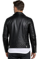 Reichstadt Herren Slim Fit Bikerjacke Silver Zipper  RS001LUX Black XXXL