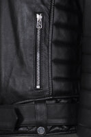 Reichstadt Herren Slim Fit Bikerjacke Silver Zipper  RS001LUX Black XXXL