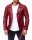 Slim Fit Kunstleder Jacke Herren Silver ZipperRS001PU Bordeaux S