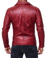 Slim Fit Kunstleder Jacke Herren Silver ZipperRS001PU Bordeaux M