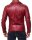 Slim Fit Kunstleder Jacke Herren Silver ZipperRS001PU Bordeaux M