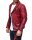 Slim Fit Kunstleder Jacke Herren Silver ZipperRS001PU Bordeaux M