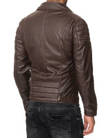 Reichstadt Herren Slim Fit Lederjacke Silver Zipper  RS003 Dark Brown XXL