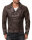 Reichstadt Herren Slim Fit Lederjacke Silver Zipper  RS003 Dark Brown XXL