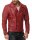 Reichstadt Herren Slim Fit Lederjacke Silver Zipper  RS003 Bordeaux XS