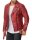 Reichstadt Herren Slim Fit Lederjacke Silver Zipper  RS003 Bordeaux M