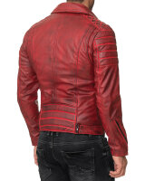 Reichstadt Herren Slim Fit Lederjacke Silver Zipper  RS003 Bordeaux XL